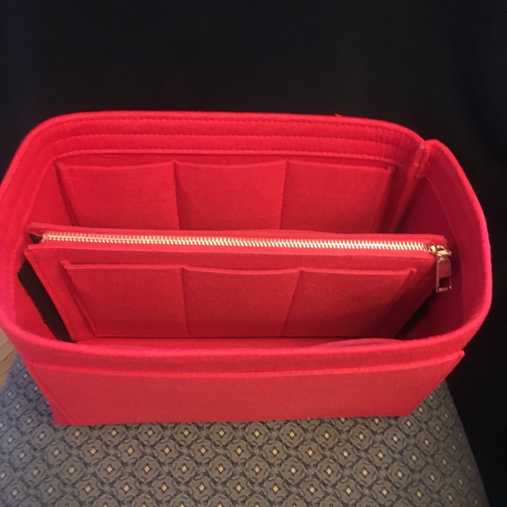 Purse Tote Large Red Insert Organizer Protector